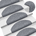 vidaXL Maty na schody samoprzylepne 15 szt. 65x21x4 cm Jasnoszary półokrągły duży