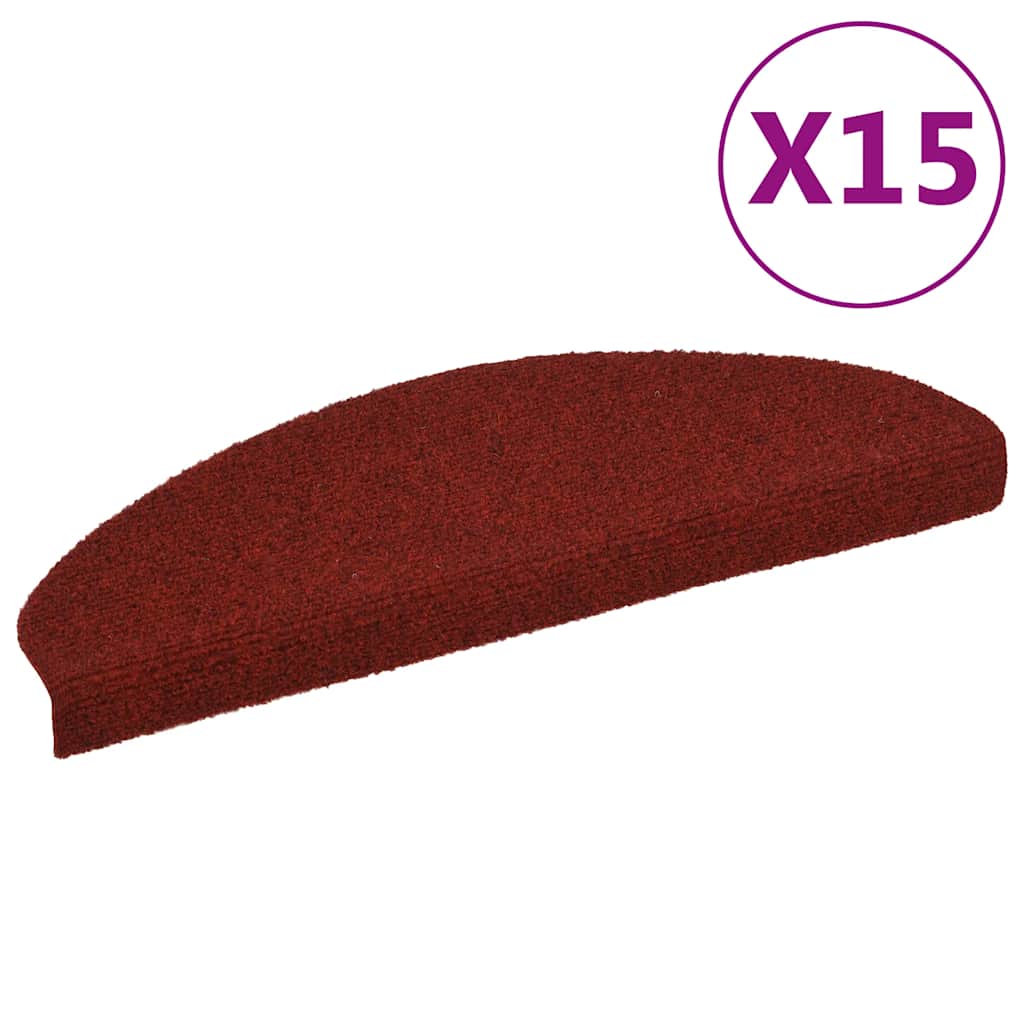 vidaXL Samoprzylepne nakładki na schody, 15 szt., 65x21x4 cm, czerwone