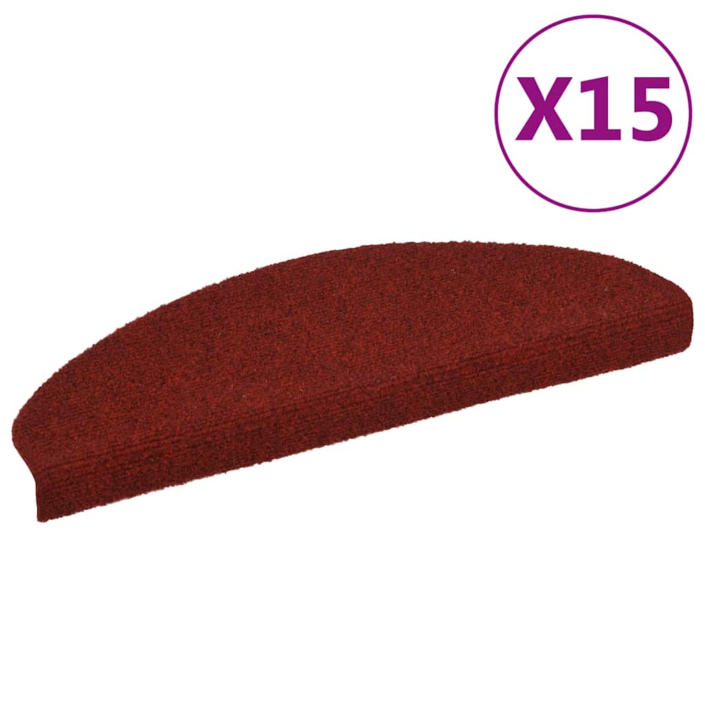 vidaXL Samoprzylepne nakładki na schody, 15 szt., 65x21x4 cm, czerwone