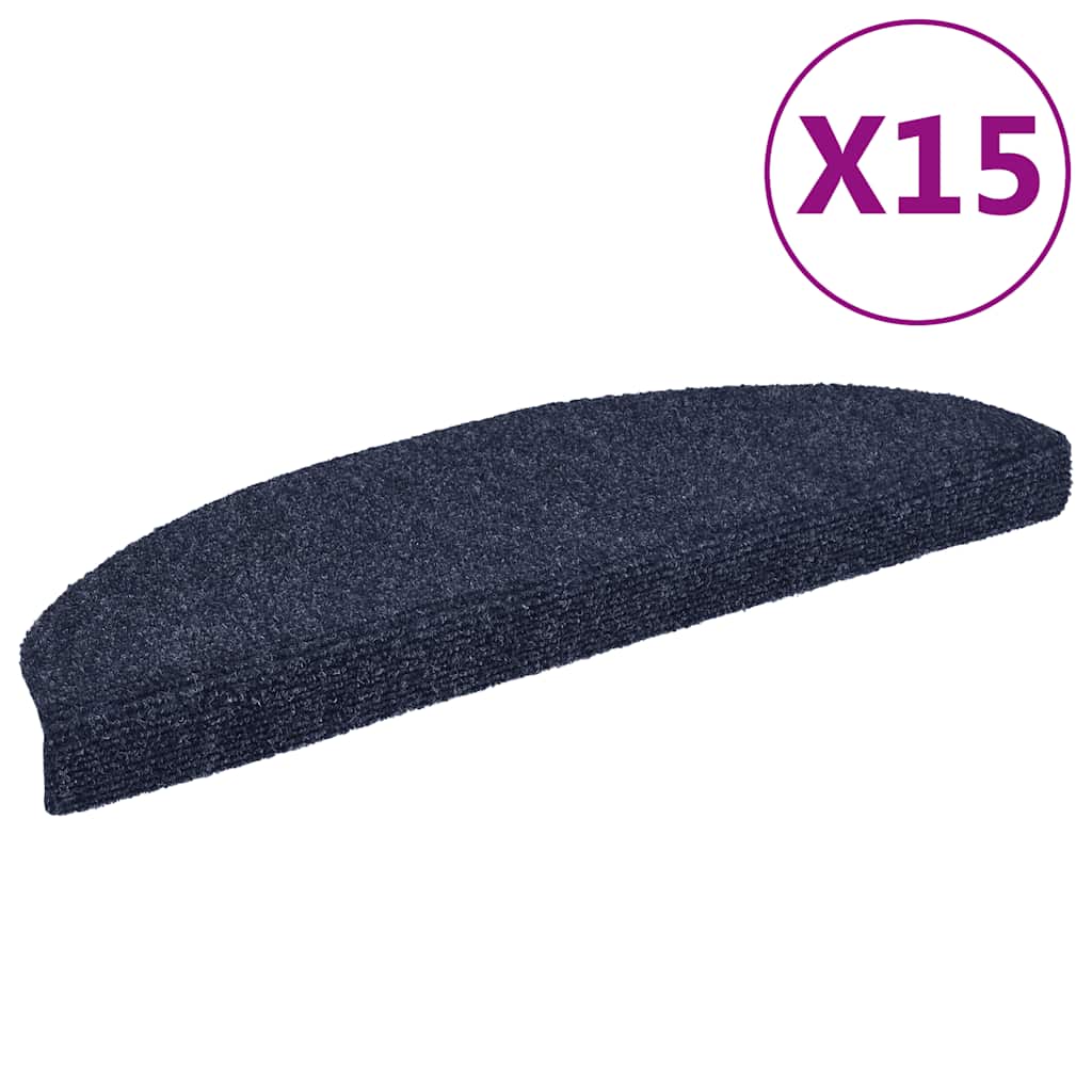 vidaXL Maty na schody samoprzylepne 15 szt. 65x21x4 cm niebieskie półokrągłe duże