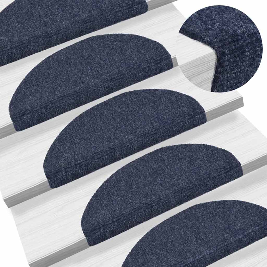 vidaXL Maty na schody samoprzylepne 15 szt. 65x21x4 cm niebieskie półokrągłe duże