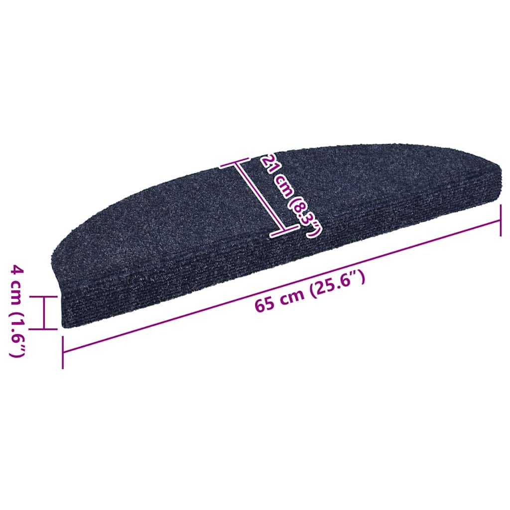 vidaXL Maty na schody samoprzylepne 15 szt. 65x21x4 cm niebieskie półokrągłe duże