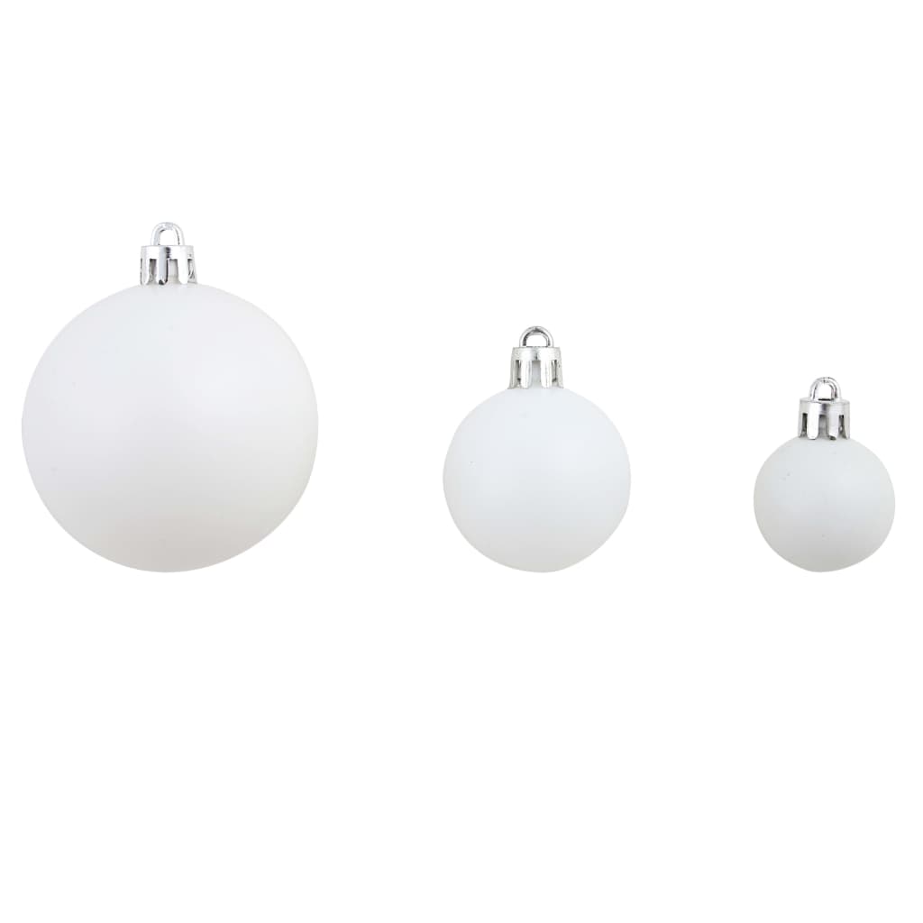 vidaXL Zestaw bombek, 100 elementów, 3/4/6 cm, biały/szary