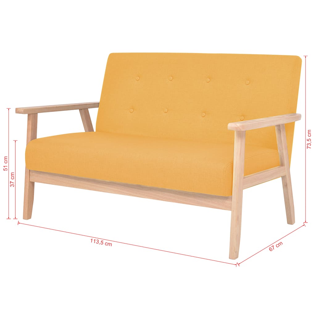 vidaXL 2-częściowy zestaw wypoczynkowy, tkanina, żółty