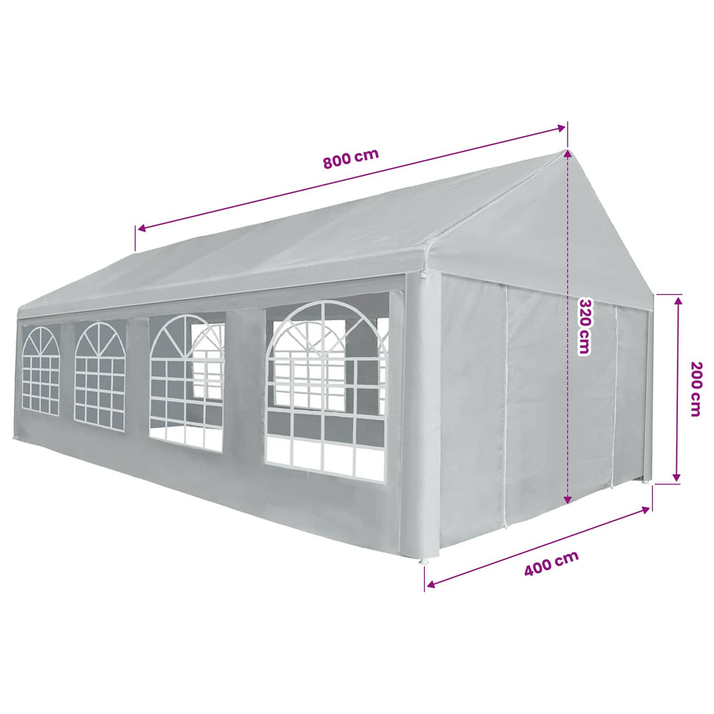 vidaXL Materiał namiotowy bez stelaża Szary 8 x 4 m PE