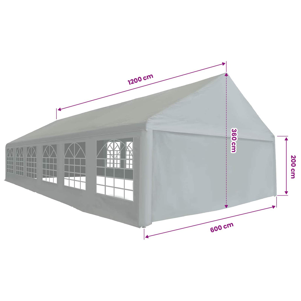 vidaXL Materiał namiotowy bez stelaża Szary 12 x 6 m PE