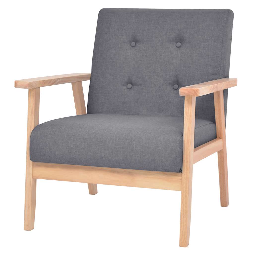 vidaXL Zestaw wypoczynkowy, 3 szt., tkanina, ciemnoszary