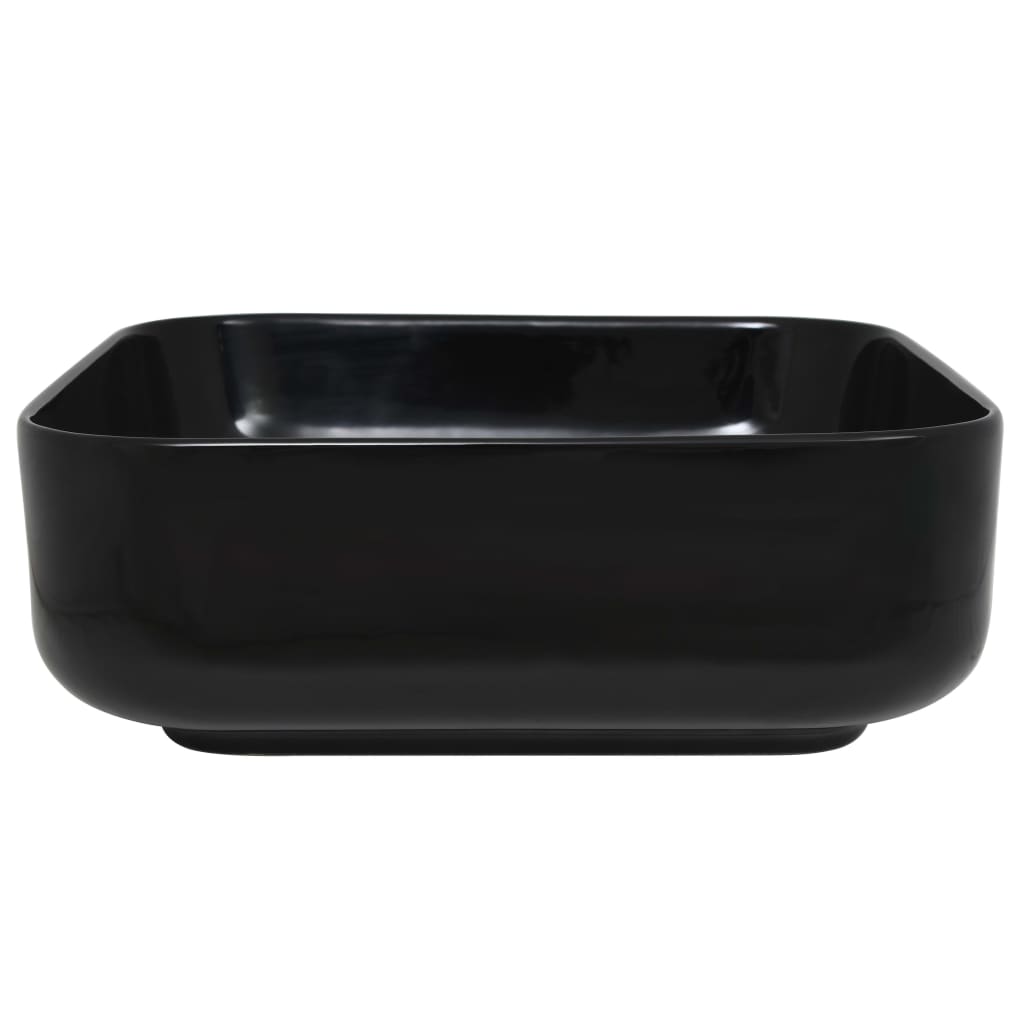 vidaXL Ceramiczna umywalka kwadratowa, 38 x 38 x 13,5 cm, czarna