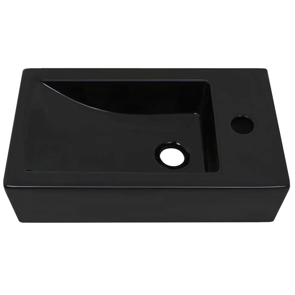 vidaXL Umywalka prostokątna z otworem na kran, 46x25,5x12 cm, czarna