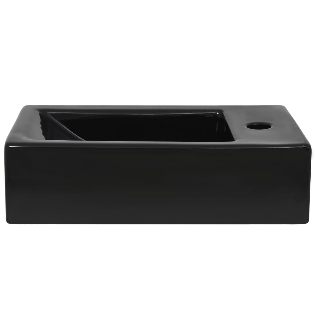 vidaXL Umywalka prostokątna z otworem na kran, 46x25,5x12 cm, czarna