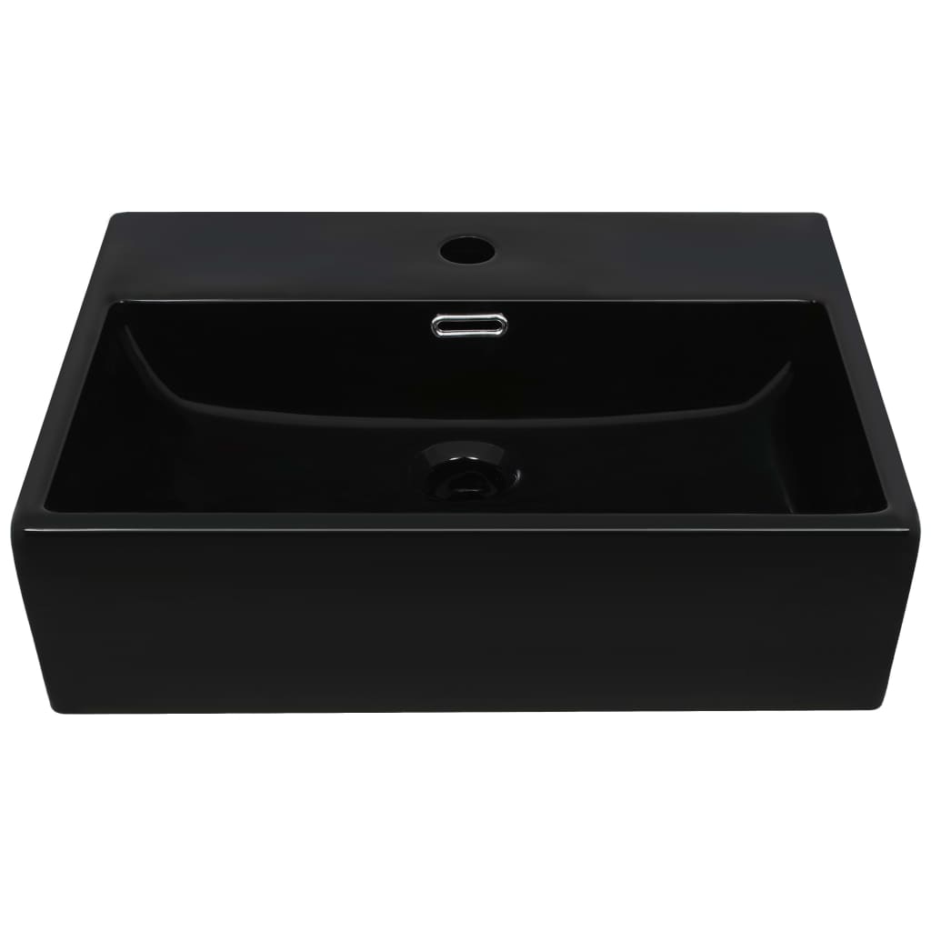vidaXL Umywalka ceramiczna z otworem na kran, 51,5x38,5x15 cm, czarna