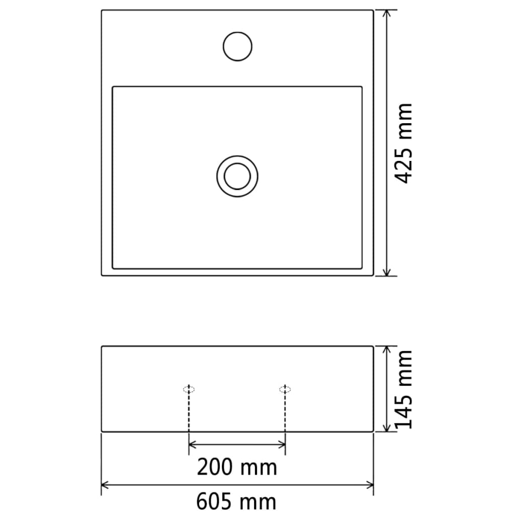 vidaXL Umywalka z ceramiki z otworem na kran 60,5x42,5x14,5 cm, czarna