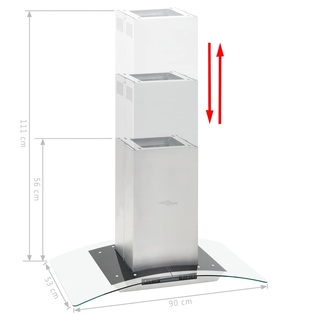 vidaXL Okap z dotykowym wyświetlaczem, 90 cm, LCD i LED, 756 m³/h