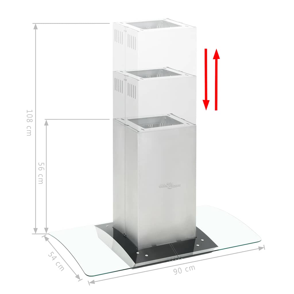 vidaXL Okap kuchenny LED, stal nierdzewna, 90 cm, 756 m³/h
