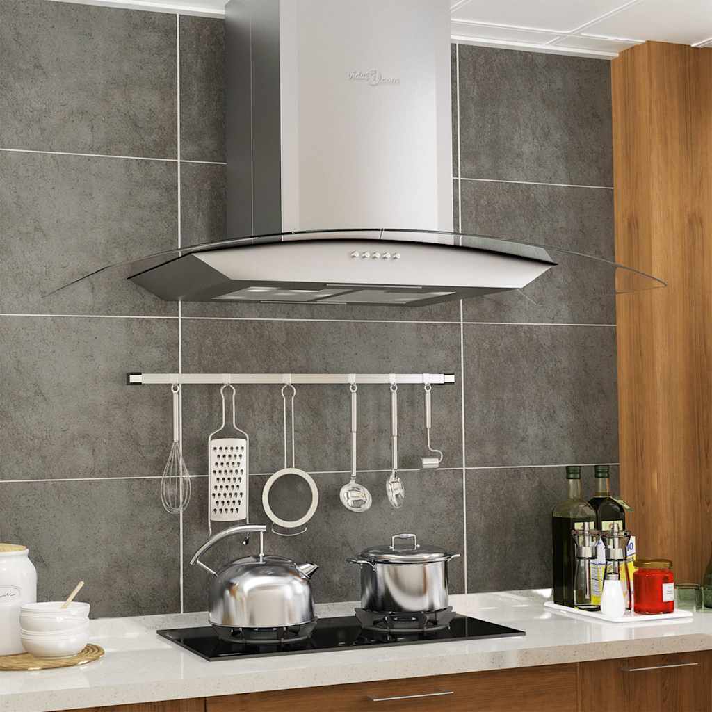 vidaXL Okap kuchenny LED, ścienny, stal nierdzewna, 90 cm, 756 m³/h