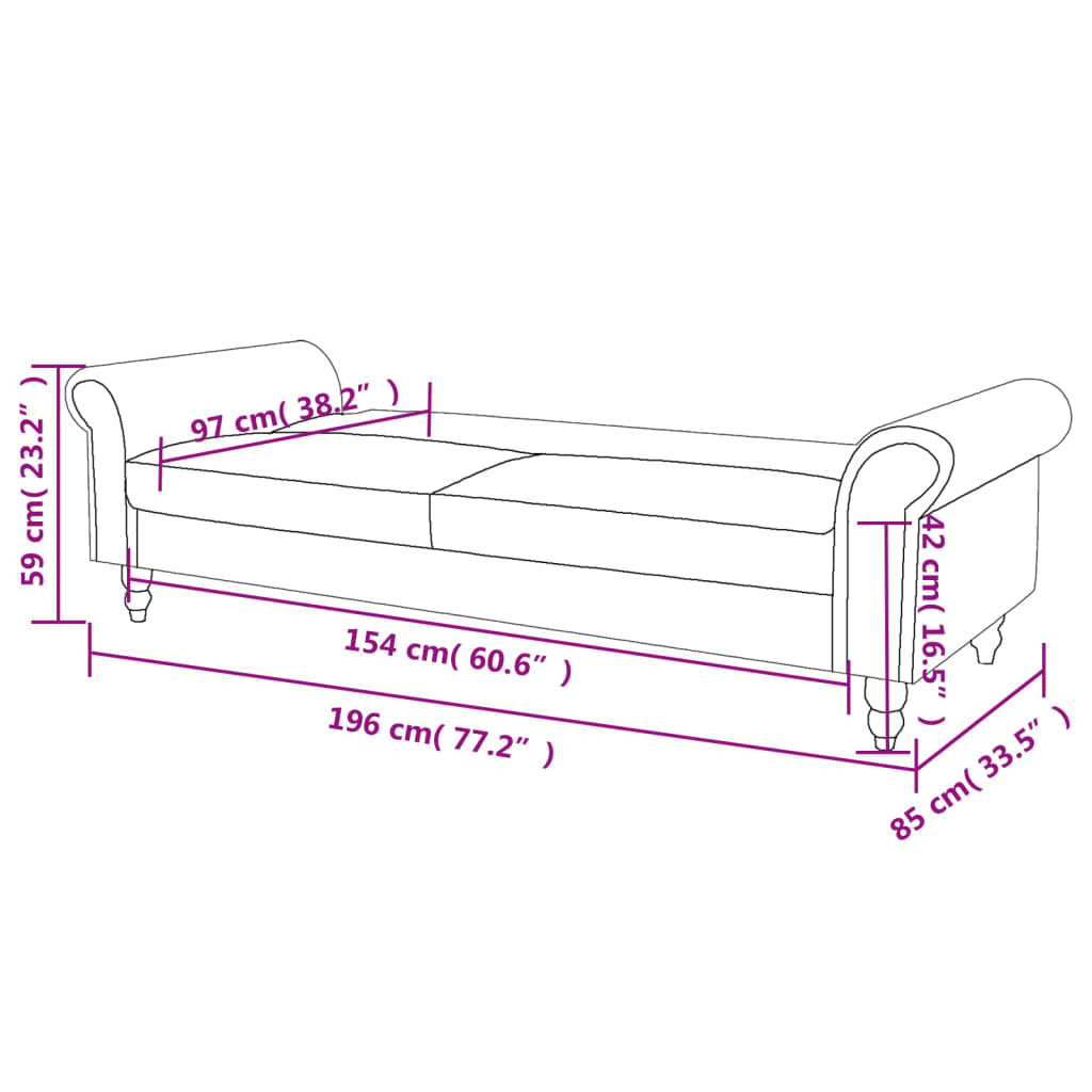 vidaXL Rozkładana sofa 2-os., z podłokietnikami, sztuczny zamsz, brąz