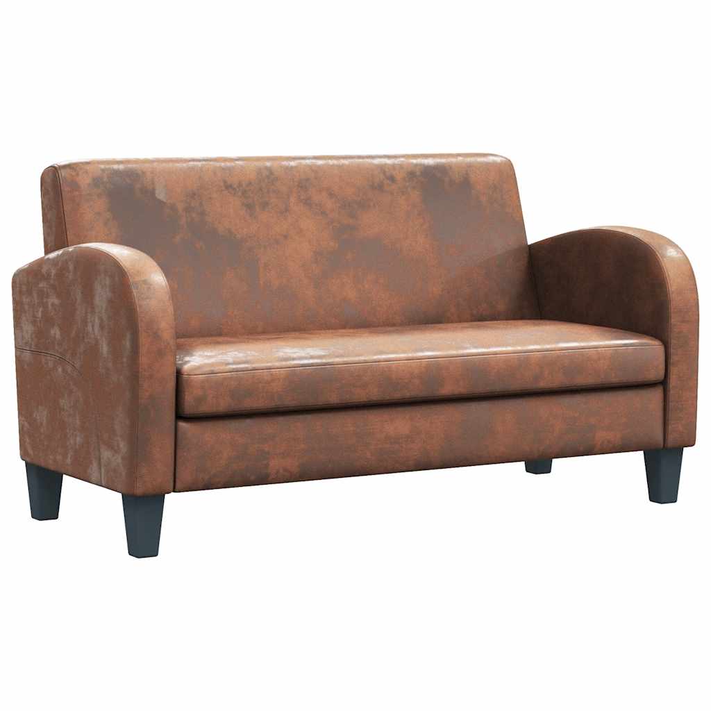 vidaXL Sofa 2-osobowa ze sztucznej skóry zamszowej, brązowa