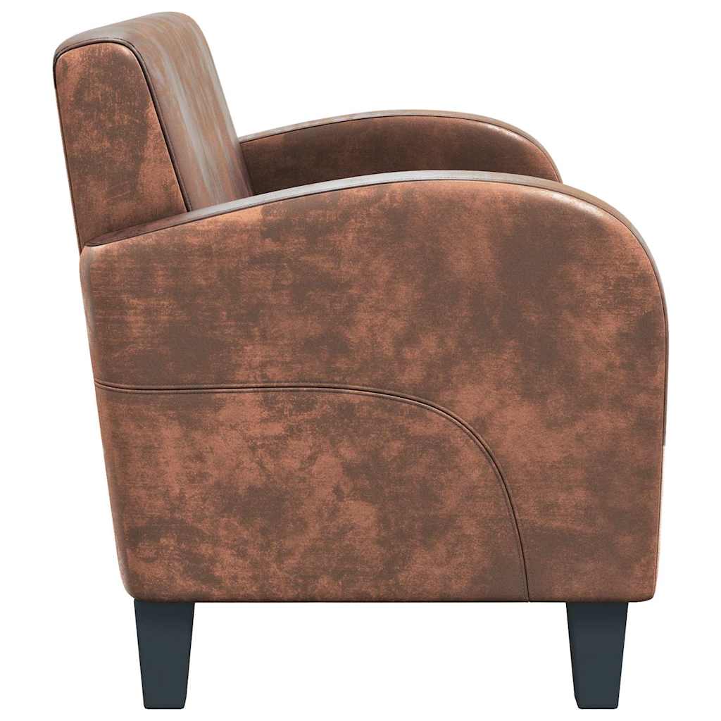 vidaXL Sofa 2-osobowa ze sztucznej skóry zamszowej, brązowa