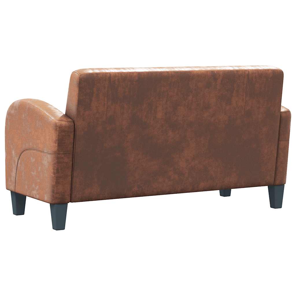 vidaXL Sofa 2-osobowa ze sztucznej skóry zamszowej, brązowa