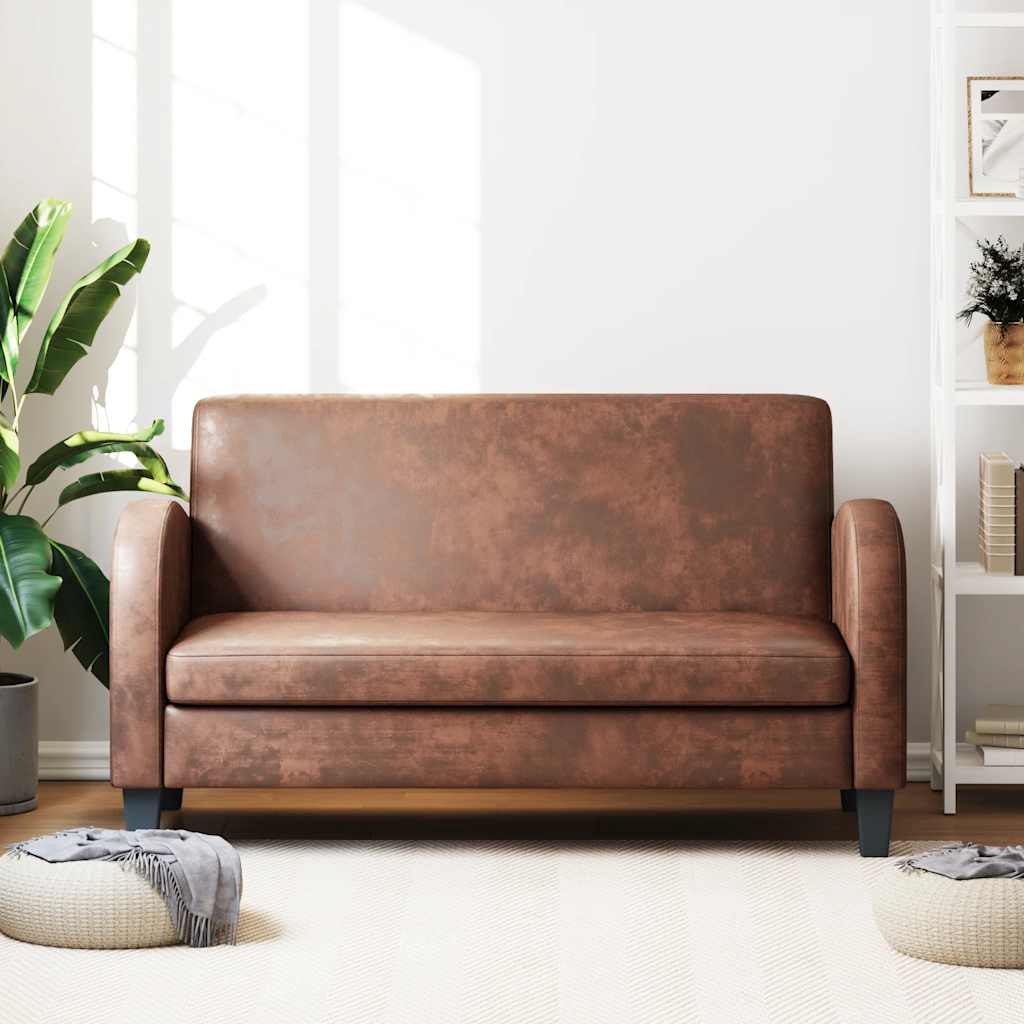 vidaXL Sofa 2-osobowa ze sztucznej skóry zamszowej, brązowa