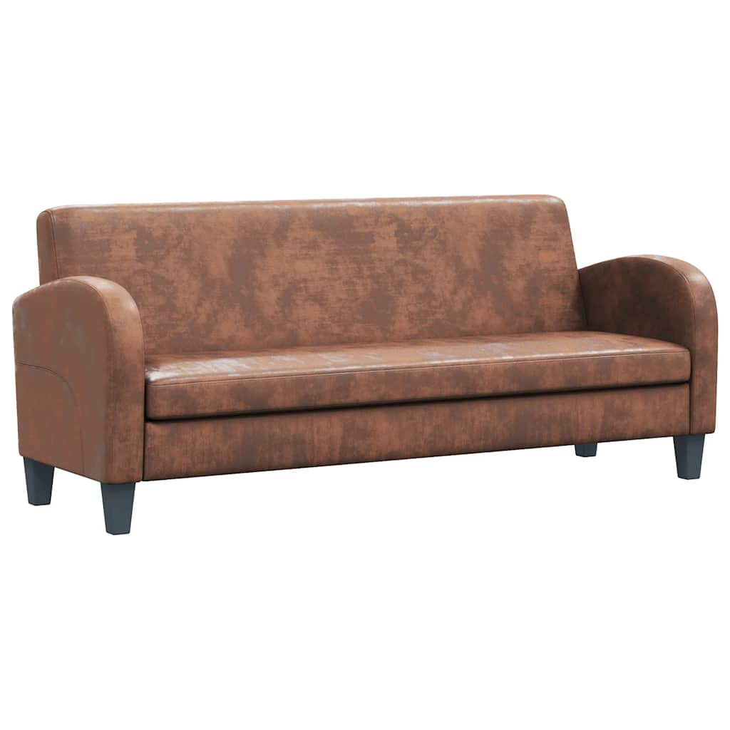 vidaXL Sofa 3-osobowa ze sztucznej skóry zamszowej, brązowa