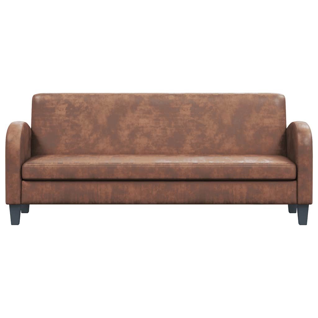 vidaXL Sofa 3-osobowa ze sztucznej skóry zamszowej, brązowa