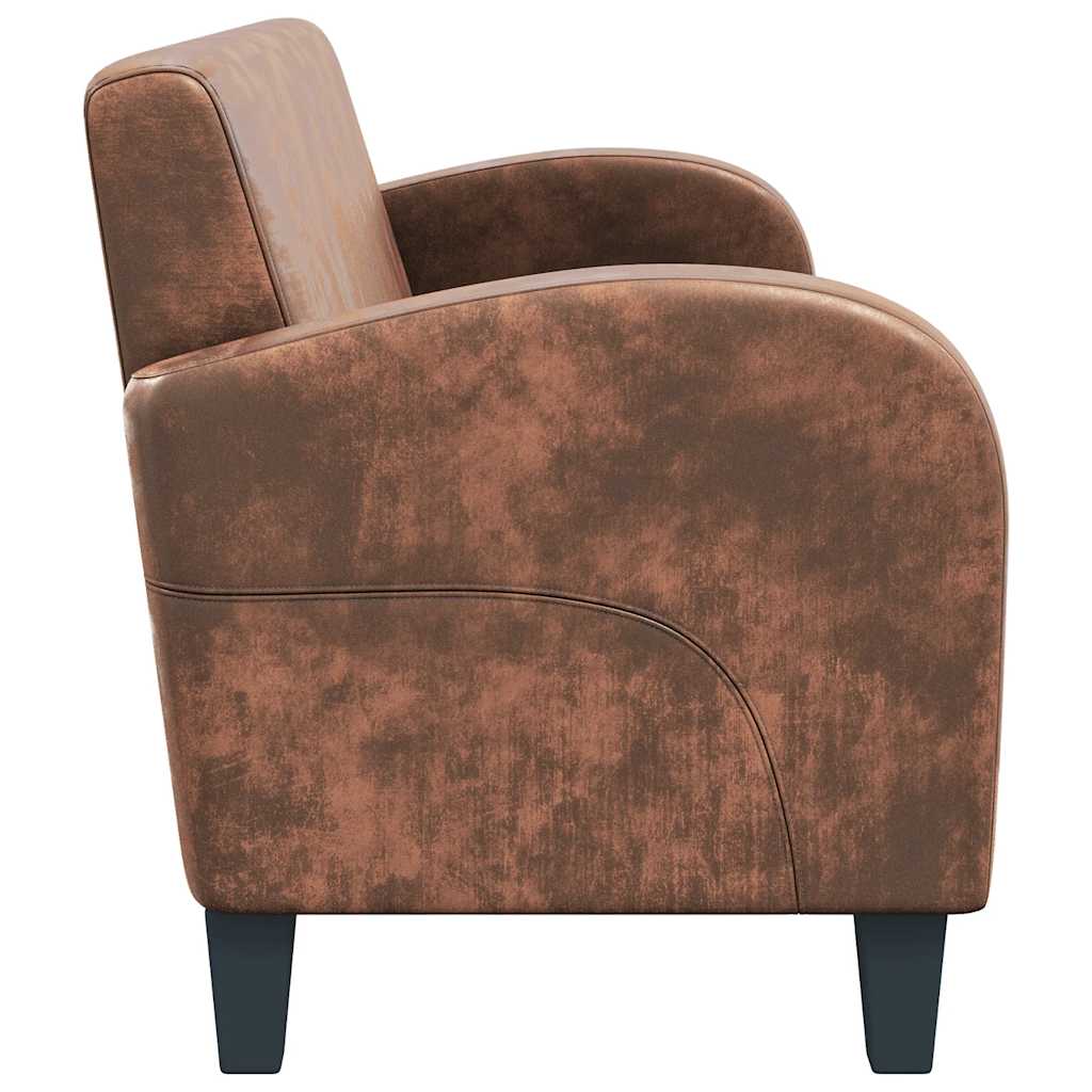 vidaXL Sofa 3-osobowa ze sztucznej skóry zamszowej, brązowa