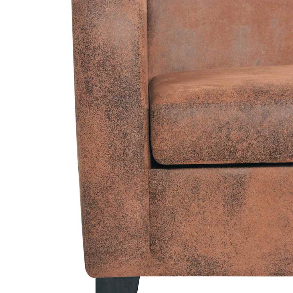 vidaXL Sofa 3-osobowa ze sztucznej skóry zamszowej, brązowa