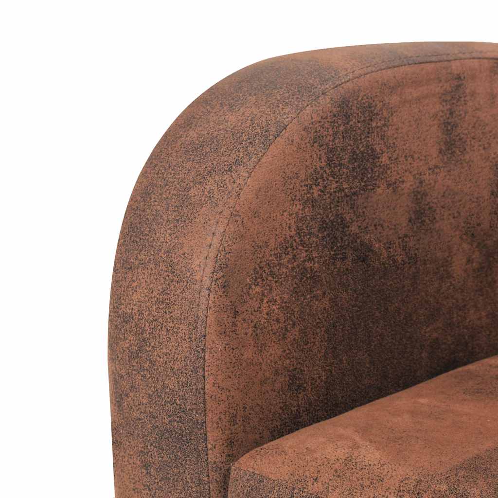 vidaXL Sofa 3-osobowa ze sztucznej skóry zamszowej, brązowa