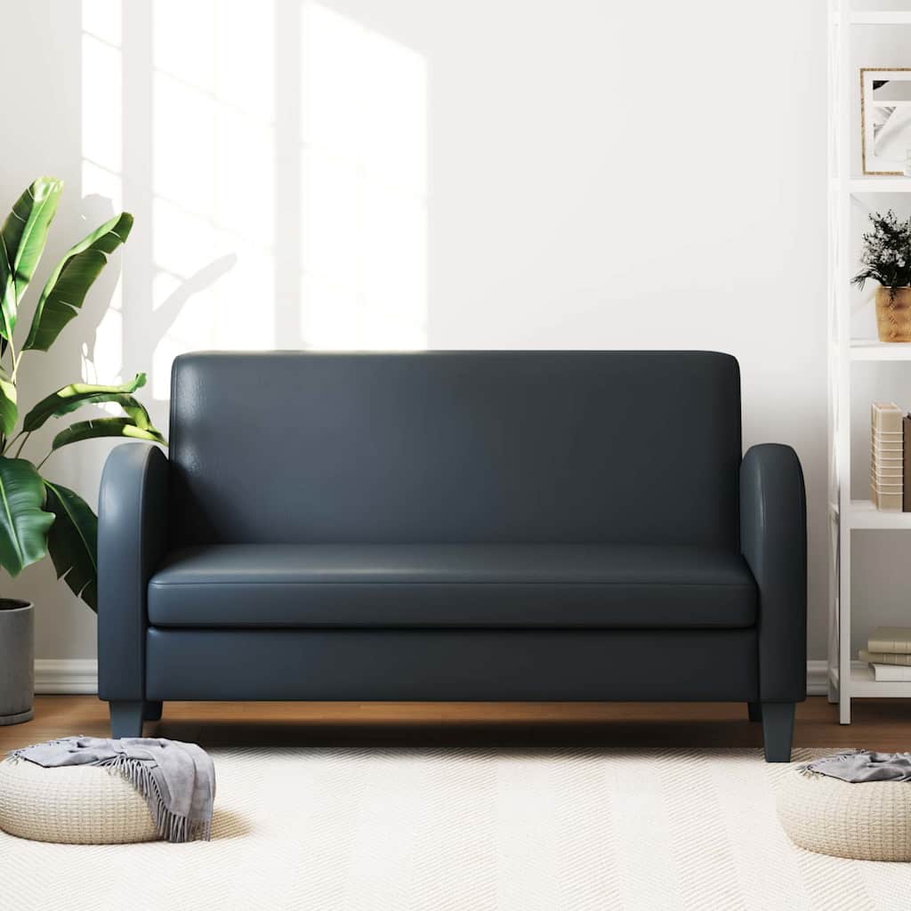 vidaXL Sofa 2-osobowa, sztuczna skóra, czarna