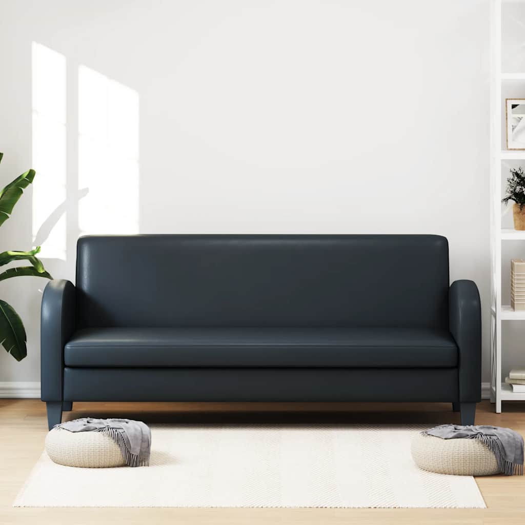 vidaXL Sofa 3-osobowa, sztuczna skóra, czarna