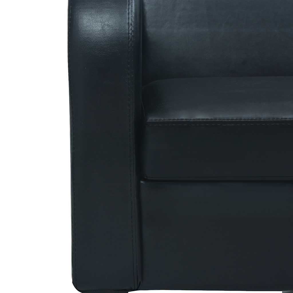 vidaXL Sofa 3-osobowa, sztuczna skóra, czarna