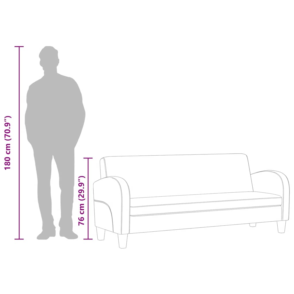 vidaXL Sofa 3-osobowa, sztuczna skóra, czarna