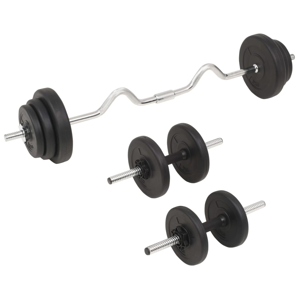 vidaXL Sztanga i hantle z zestawem obciążeń, 30 kg