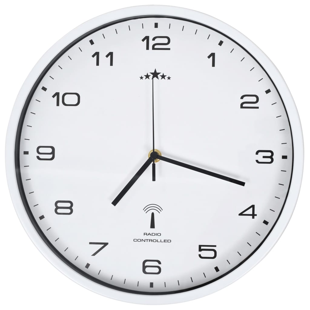 vidaXL Sterowany radiowo zegar z mechanizmem kwarcowym, 31 cm, biały