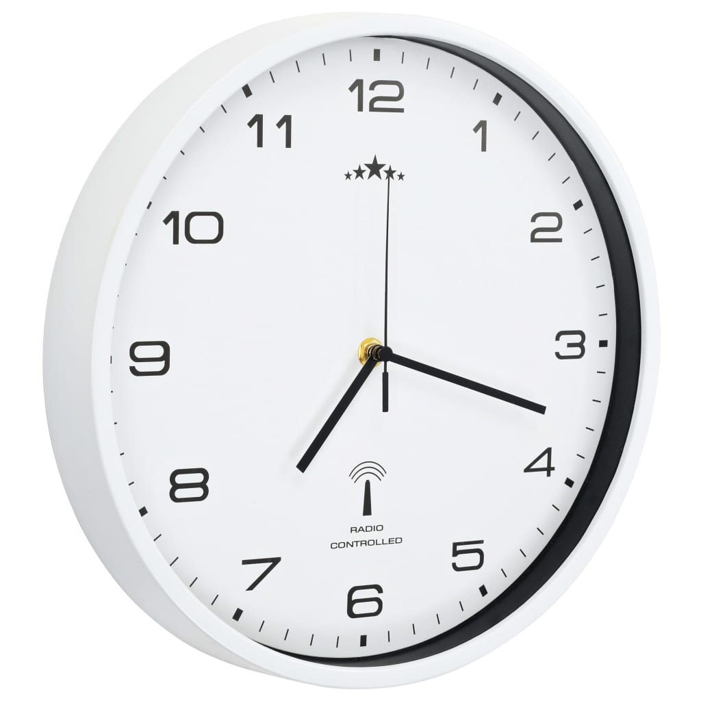 vidaXL Sterowany radiowo zegar z mechanizmem kwarcowym, 31 cm, biały