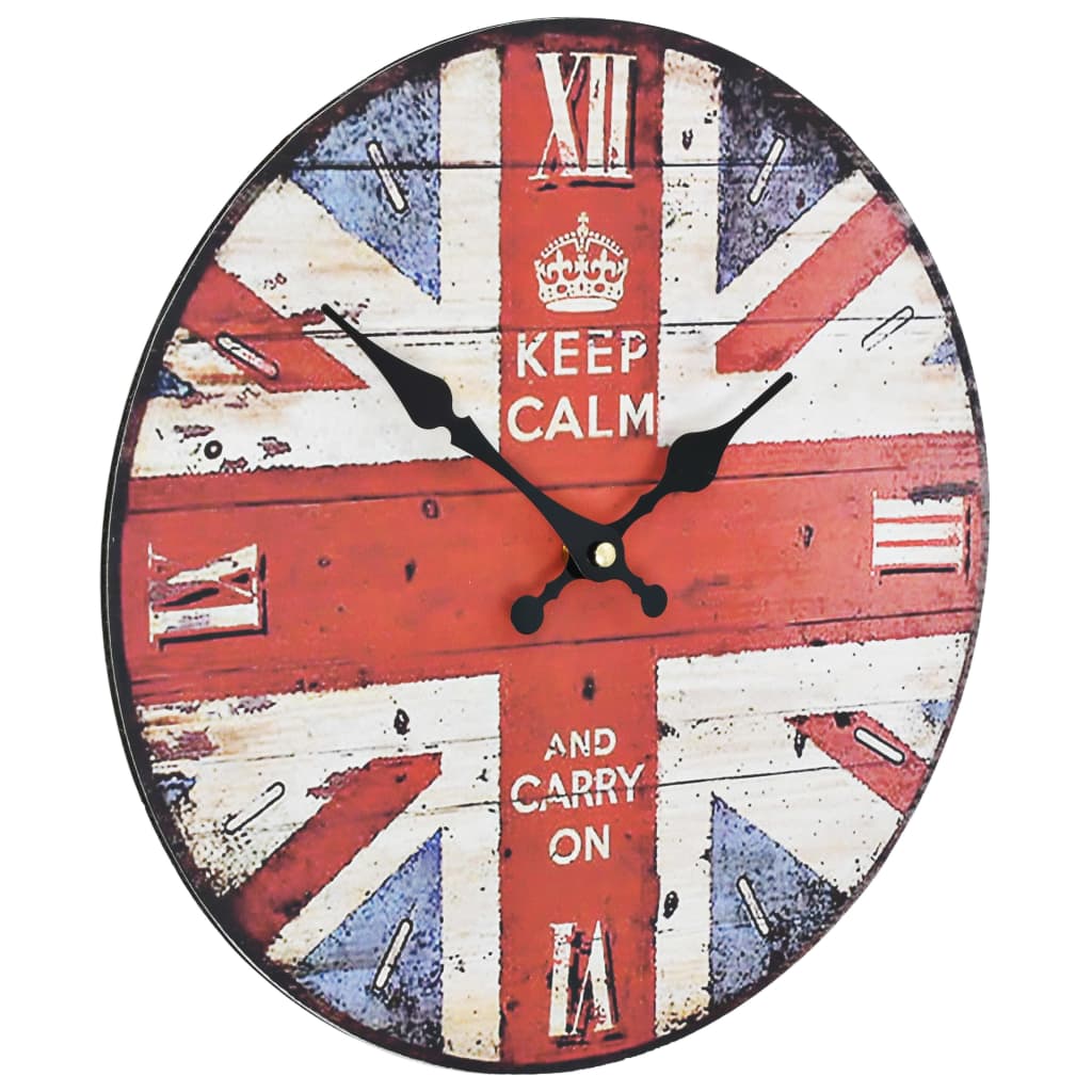 vidaXL Zegar ścienny w stylu vintage, flaga UK, 30 cm