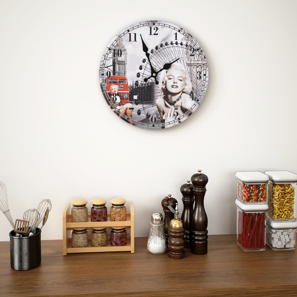 vidaXL Zegar ścienny w stylu vintage Marilyn Monroe, 30 cm