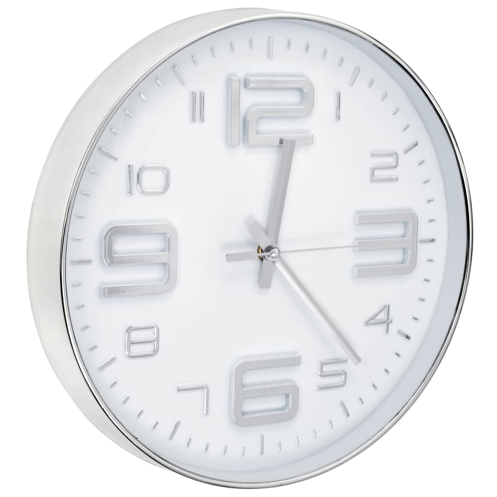 vidaXL Zegar ścienny, 30 cm, srebrny