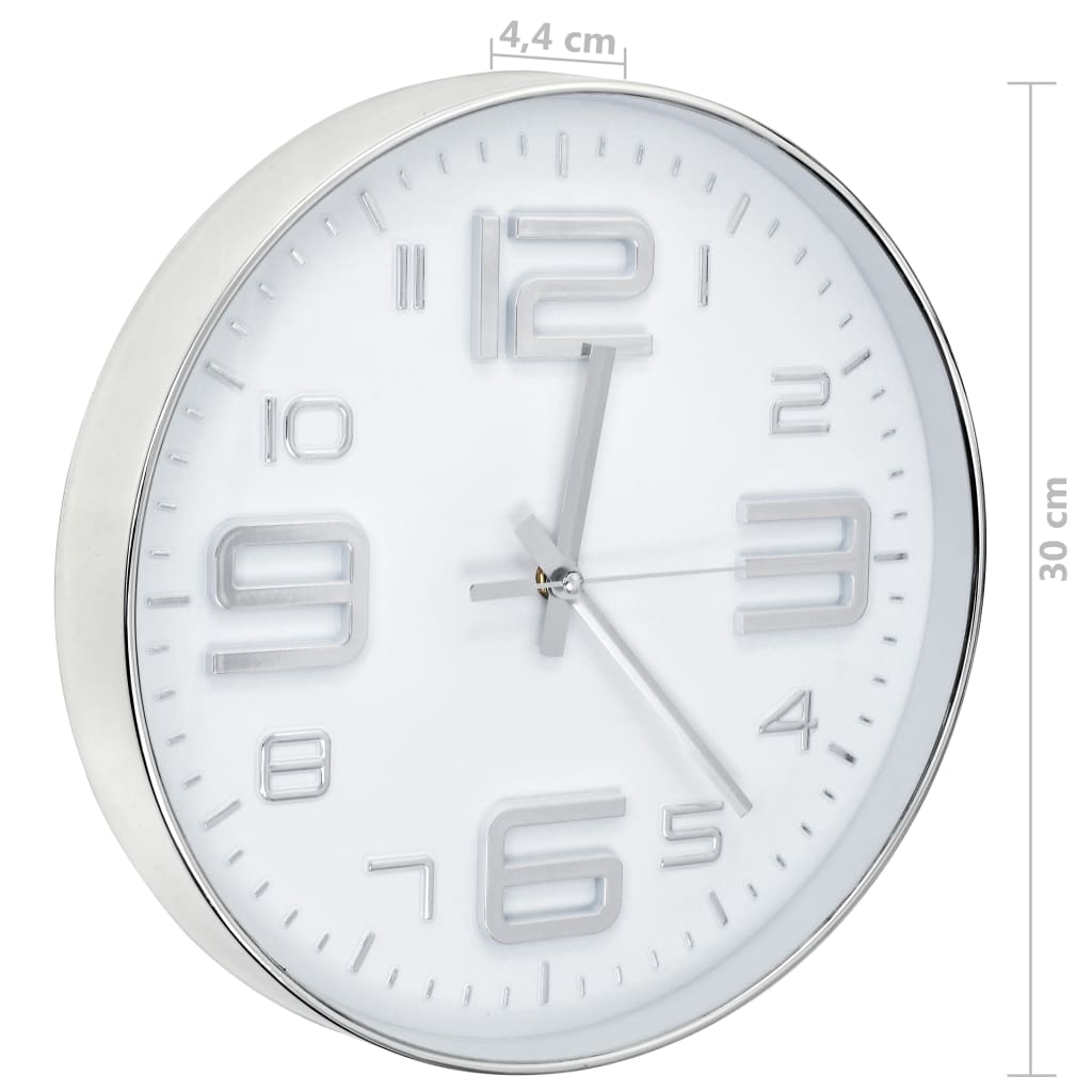 vidaXL Zegar ścienny, 30 cm, srebrny
