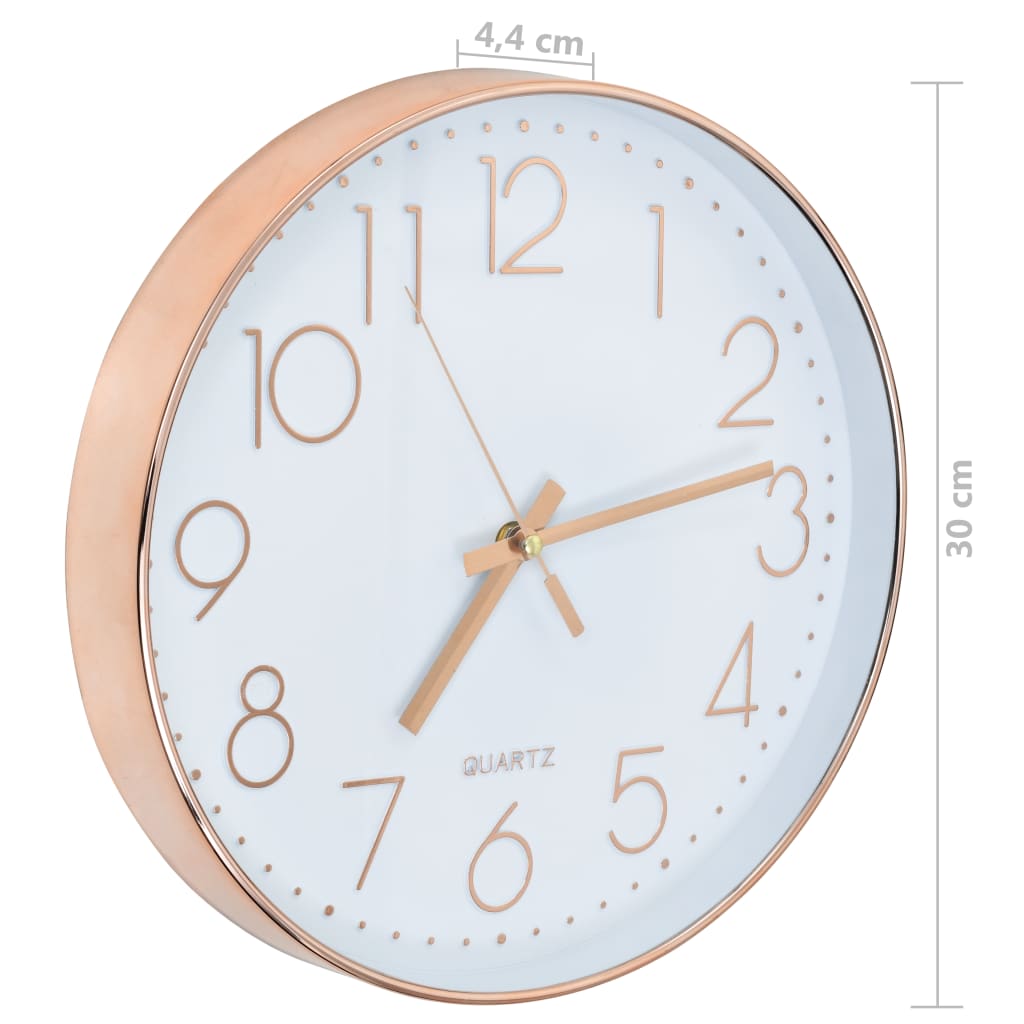 vidaXL Zegar ścienny, 30 cm, różowe złoto