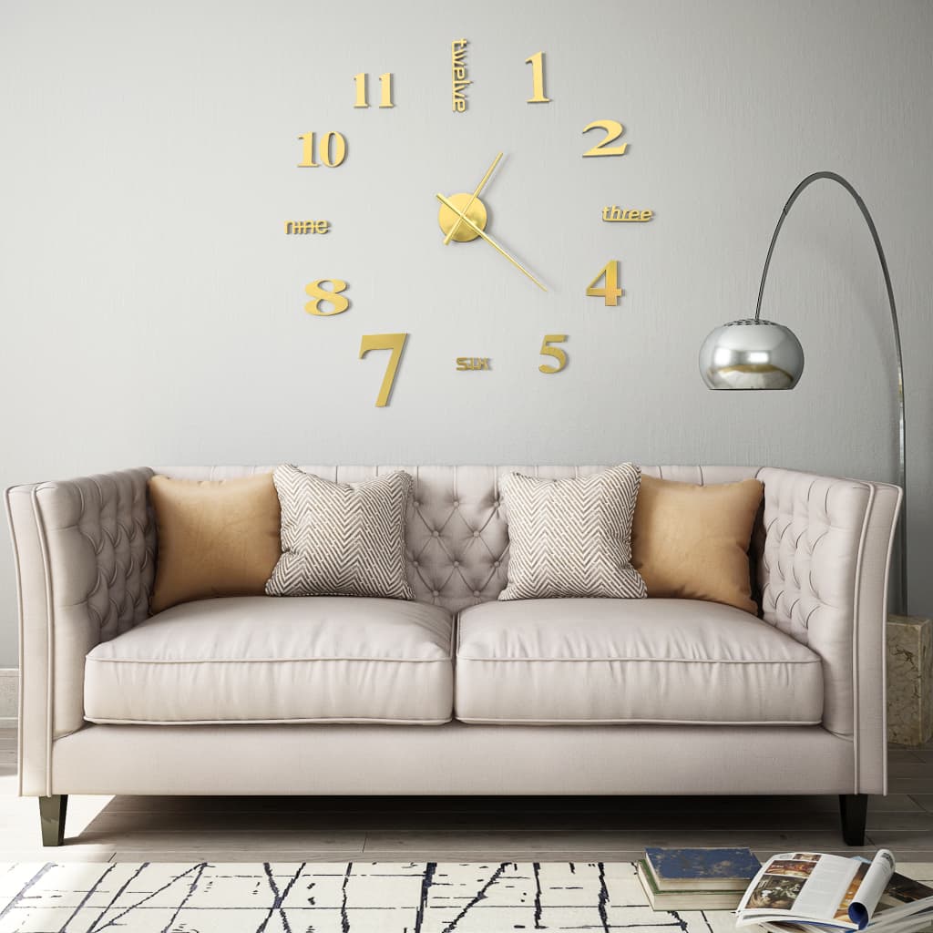 vidaXL Zegar ścienny 3D, nowoczesny design, 100 cm, XXL, złoty