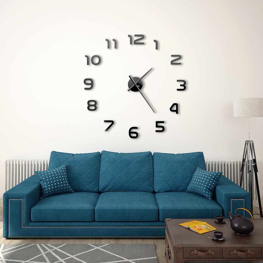 vidaXL Zegar ścienny 3D, nowoczesny design, 100 cm, XXL, czarny