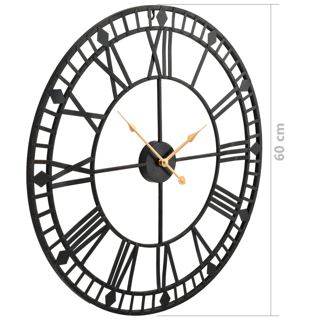 vidaXL Zegar ścienny vintage z mechanizmem kwarcowym, metal, 60cm, XXL