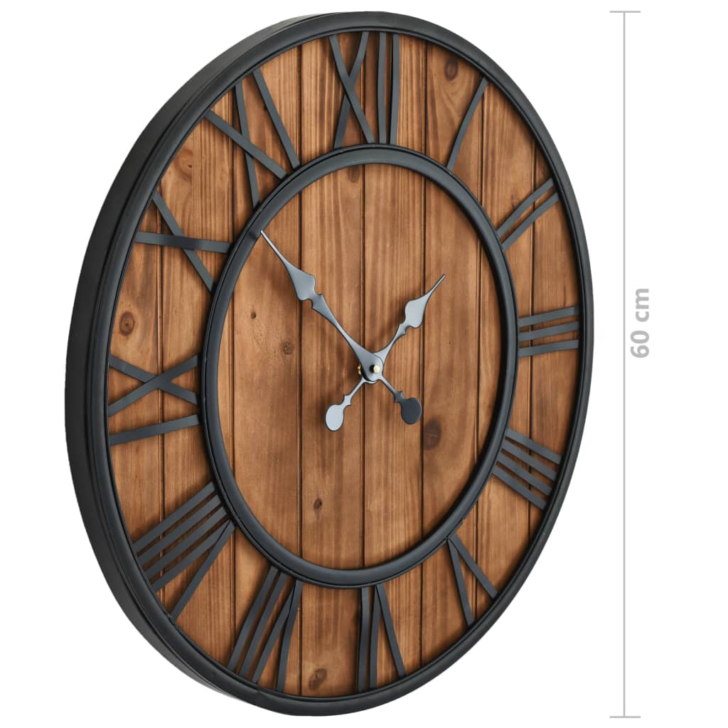 vidaXL Zegar z mechanizmem kwarcowym, drewno i metal, 60 cm, XXL