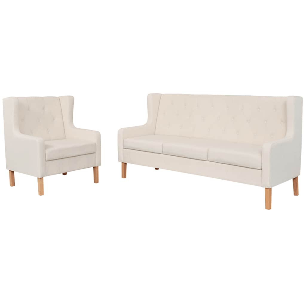 vidaXL Zestaw wypoczynkowy sofa i fotel, kremowe