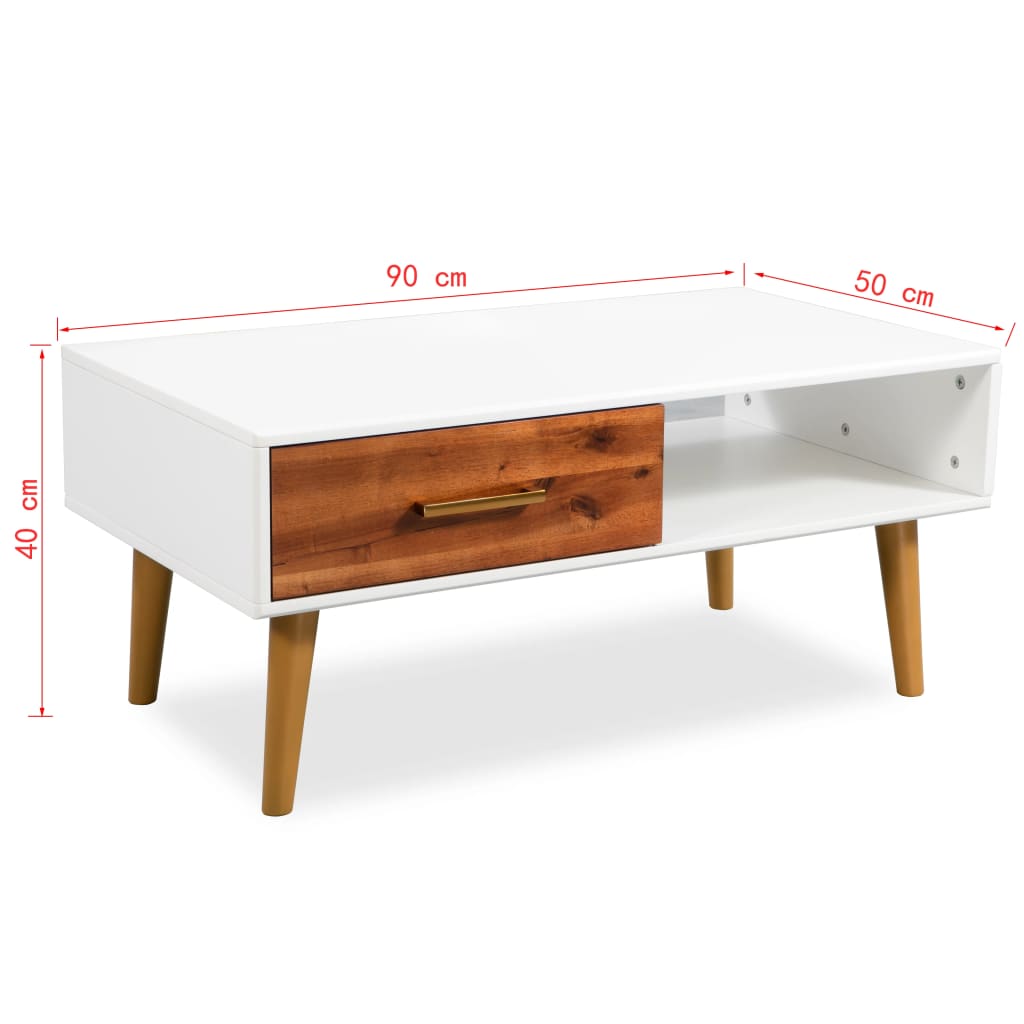 vidaXL Stolik kawowy z drewna akacjowego 90x50x40 cm