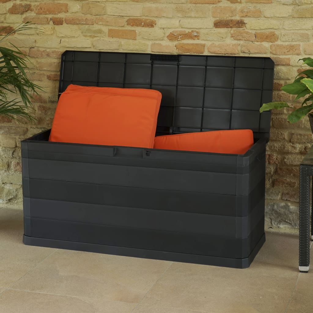 vidaXL Skrzynia ogrodowa, czarna, 117 x 45 x 56 cm