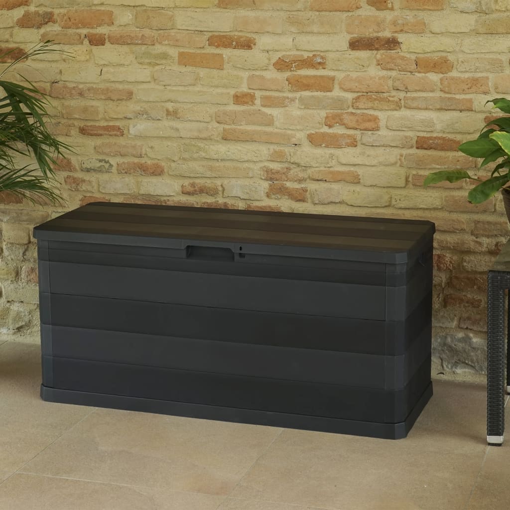 vidaXL Skrzynia ogrodowa, czarna, 117 x 45 x 56 cm