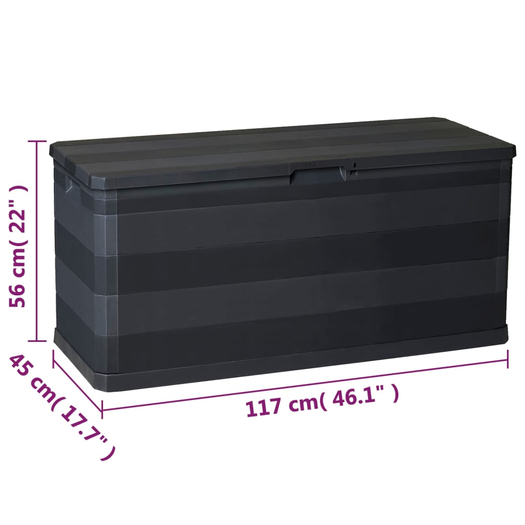vidaXL Skrzynia ogrodowa, czarna, 117 x 45 x 56 cm